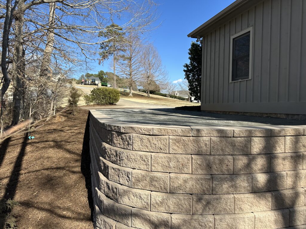 concrete block retaining wall for new home in blowing rock nc